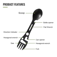 Hongrui vente acier inoxydable Spork Multitool Design moderne cuillère couteau fourchette tous les jours transporter survie Camping randonnée Bushcraft