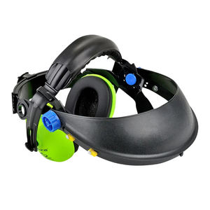 Protector facial <span class=keywords><strong>transparente</strong></span> <span class=keywords><strong>de</strong></span> material PVC montado en la cabeza personalizado con <span class=keywords><strong>casco</strong></span> con orejeras - Product Image 3