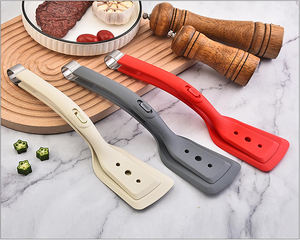 Espátula de <span class=keywords><strong>silicona</strong></span> resistente al calor 2 en 1, pinzas para utensilios de <span class=keywords><strong>cocina</strong></span> multiusos, agarre y pinza para comida de bistec y huevo abatible - Product Image 2