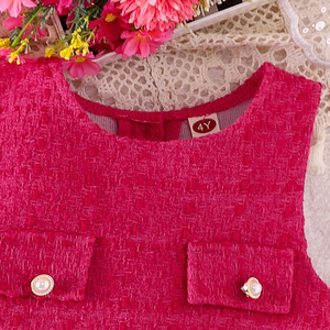 Conjunto de Ropa para Niñas Pequeñas de 2 a 7 Años, Camiseta de Cuello Redondo, Vestidos sin Mangas Color Rojo Rosa, Bolso, Ropa de Invierno para Niños Pequeños - Product Image 3