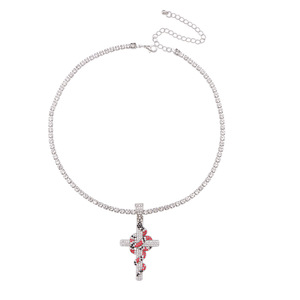 Collar con Colgante de Serpiente Cruzada con Zirconia, Joyería de Moda Hip Hop para Hombre, Estilo Fiesta, Aleación de Zinc con Engaste Pavé - Product Image 5