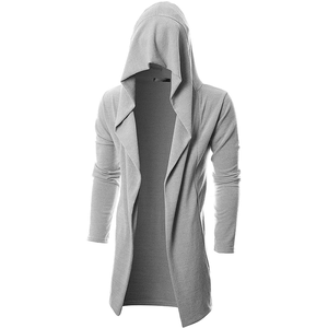 OEM Factory Customization <strong>Mens</strong> Long Sleeve Draped Lightweight Open Front Longline Hooded <strong>Cardigan</strong> - Product Image 2