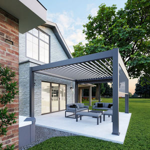 Pérgola de aluminio personalizada <span class=keywords><strong>para</strong></span> jardín, terraza exterior, balcón, persiana eléctrica, techo, impermeable, <span class=keywords><strong>precios</strong></span> de fábrica, naturaleza tratada a presión - Product Image 1