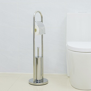<span class=keywords><strong>Portarotolo</strong></span> per Carta Igienica Ovale in Acciaio Inox Stile Americano con Scopino per WC da Bagno - Product Image 3