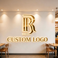Letrero LED Personalizado con Logotipo 3D para Empresas, Letrero Luminoso con Retroiluminación LED, Letrero Iluminado de Acrílico y Metal Dorado