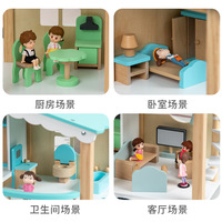 Maison de poupée en bois réaliste pour jeu de rôle, ensemble de jeu éducatif à assembler soi-même, mini-villa avec meubles, jouets d'imitation pour garçons et filles