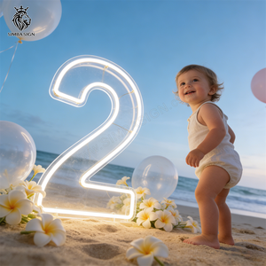 Неоновая акриловая вывеска 3-4 фута с подсветкой, настраиваемые цифры и буквы, гибкий светодиодный неон для напольных конструкций, для детских дней рождения и вечеринок по случаю предложения руки и сердца - Product Image 1