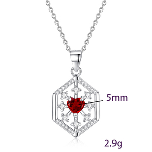 Collar con Colgante de Copo de Nieve de Cristal con Corte de Corazón, Plata de Ley 925, Piedra Natural de 5mm, Joyería de Diseño - Product Image 6