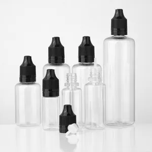 Empty 10ml 15ml 20ml 30ml 50ml 60ml 100ml Smoking Oil Liquid Dropper Bottle With Child Proof Cap