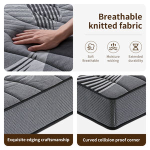 Matelas à ressorts ensachés Ailif Queen, écologique, respirant, 5 zones, design moderne, tissu tricoté gris 500g/m, doux, 30cm d'épaisseur - Product Image 2