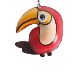 Portachiavi in Vera Pelle Fatto a Mano con <span class=keywords><strong>Tucano</strong></span>, Dipinto a Mano 3D, Uccello Tropicale, Regalo Promozionale, Vendita all'Ingrosso - Product Image 2