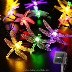 新产品太阳能蜻蜓庭院灯防水太阳能串灯草坪花园装饰圣诞树照明