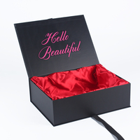 Boîtes Magnétiques Cadeau de Luxe en Gros pour Mèches de Cheveux et Perruques avec Fermeture Noire, Emballage Personnalisé avec Logo