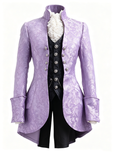 Chaqueta de frac victoriana para mujer, brocada, formal, en lavanda y fucsia - Product Image 3