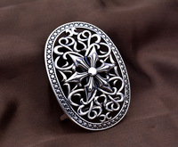 Accessoire de cadeau de fiançailles pour homme de style punk thaïlandais vintage, en argent sterling 925, avec un design emblématique en filigrane d'étoile à six branches