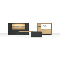 Ensemble de mobilier pour espace de repos au bureau avec meuble-évier, table de conversation et rangement pour tableau d'écriture pour le lieu de travail