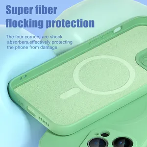 Funda Magnética de Silicona Líquida de Lujo para Teléfono, para 17/16/15/11/12/13/14 Pro Max/X/<span class=keywords><strong>XR</strong></span>/XS/7 Plus, Lisa, Luminosa, Color Caramelo - Product Image 6