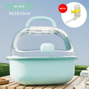 Portatile trasparente criceto porta gabbia con bottiglia d'acqua a scatto pulsante di chiusura <span class=keywords><strong>per</strong></span> il viaggio di piccoli animali materiale plastico di legno - Product Image 2
