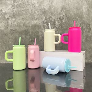 Macaron Colored 16Oz Handle Stainless Steel Can Mugs Uv Dtf <b>Wraps</b> for <b>Vinyl</b> - Product Image 1