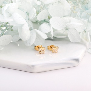Juego de Aretes de Moda para Mujer, Joyería Chapada en Oro de 18K, Aretes de Diamantes, Aretes de Acero Inoxidable con Circonita - Product Image 4