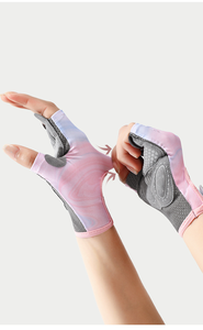 <span class=keywords><strong>Gants</strong></span> mi-doigts pour femmes pour le yoga, la remise en forme et la salle de sport, antidérapants, rembourrés, respirants, résistants à l'usure, protection des mains pour prévenir les callosités - Product Image 3