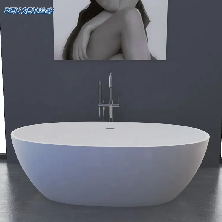 Fácil reparación 1800*900*560mm apartamento Hotel forma ovalada acrílico puro superficie sólida bañera independiente
