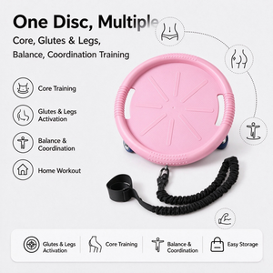 Plateforme d'équilibre rose en plastique à 4 roues pour entraînement abdominal, yoga et pilates - Product Image 2