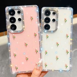 Nouvelle <span class=keywords><strong>coque</strong></span> de protection scintillante de luxe pour <span class=keywords><strong>Samsung</strong></span> S25Ultra tulipe A17 Flash diamant A56 <span class=keywords><strong>coque</strong></span> de téléphone en TPU transfrontalière avec poignée - Product Image 2