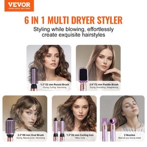 DB vente en gros 6-en-1 multi-fonctions sèche-cheveux brosse pliable ionique Styler pour volumiser Curling lissage style - Product Image 2