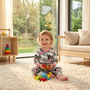Bamboo Fiber Girls' Four Seasons Long Sleeve Two-piece Suit Set European American Style Softened <strong>Cute</strong> <strong>Clothing</strong> - Product Image 5