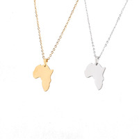 Collier Hip Hop Carte d'Afrique en Acier Inoxydable Vierge, Pendentif Carte d'Afrique Gravée avec Nom