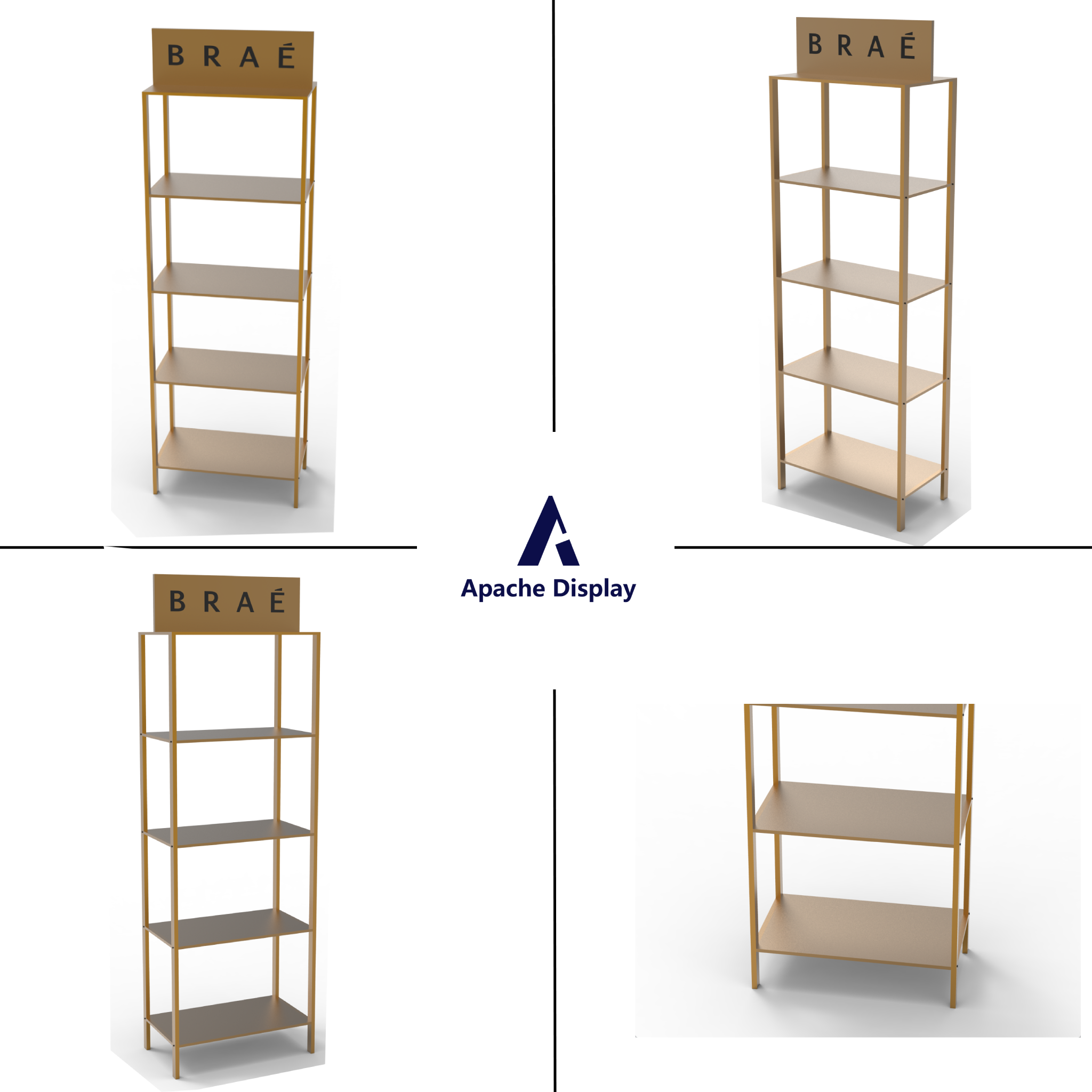 Apache Custom Metal Display Stand for Shampoo Racks for Skin Care Products in Barbershop or Beauty Salon — view 4