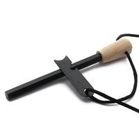 Allume-feu hexagonal en bois avec allume-feu en silex pour le camping, la survie en extérieur