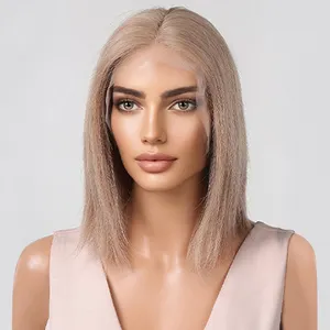 10 inch light brown lace front wigs bob Short straight European 100% remy hair glueless wigs human hair lace front wig for women