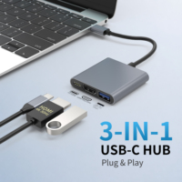 Hub USB C 3 en 1 de Alta Velocidad para MacBook y PC, Divisor y Convertidor HDTV 4K con Carga PD de 100W, Adaptador USB 3.0, Hub OTG
