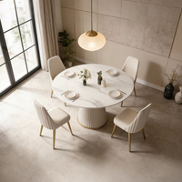 Ensemble de table à manger ronde en marbre moderne de luxe 4-6 places Pieds dorés Meubles pour la maison Hôtel Restaurant