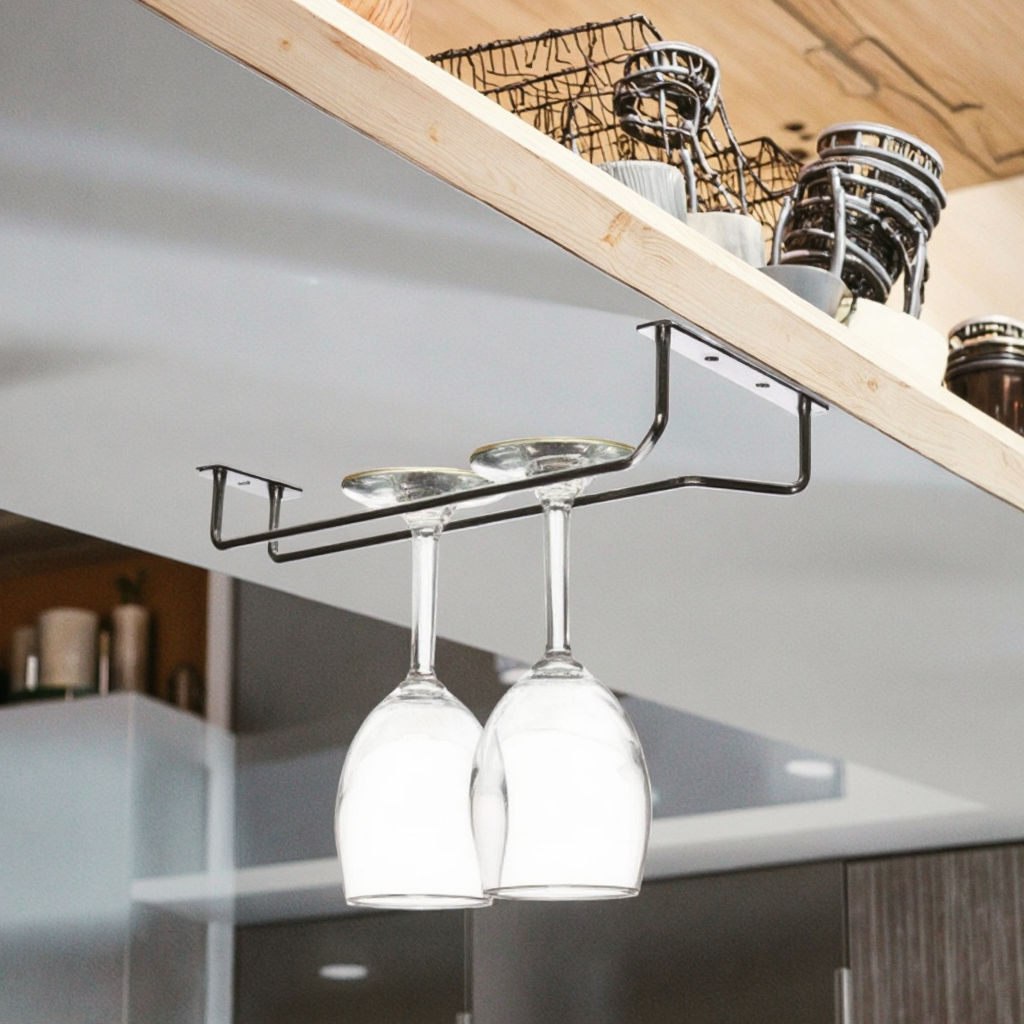 Under Cabinet Wine Glass Holder Stainless Steel Modern Design