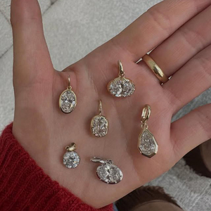 LYBURCHI Ciondoli Minimalisti in Argento Sterling 925 Placcato <span class=keywords><strong>Oro</strong></span> 18K con Zirconi Cubici Ovali Geometrici Scintillanti per Creazione di Gioielli - Product Image 4