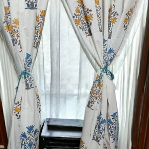 Indian Blue And White Floral Hand Block Print Pure Cotton Table Cloth Rectangle Dining Table Cover Handmade Table Linen - Product Image 3