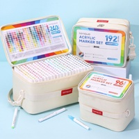 Marqueurs à pointe souple en acrylique à remplissage direct Blue Fruit M720, stylos de dessin spéciaux pour étudiants en art, ensemble de 9/288 couleurs pastel, Chine