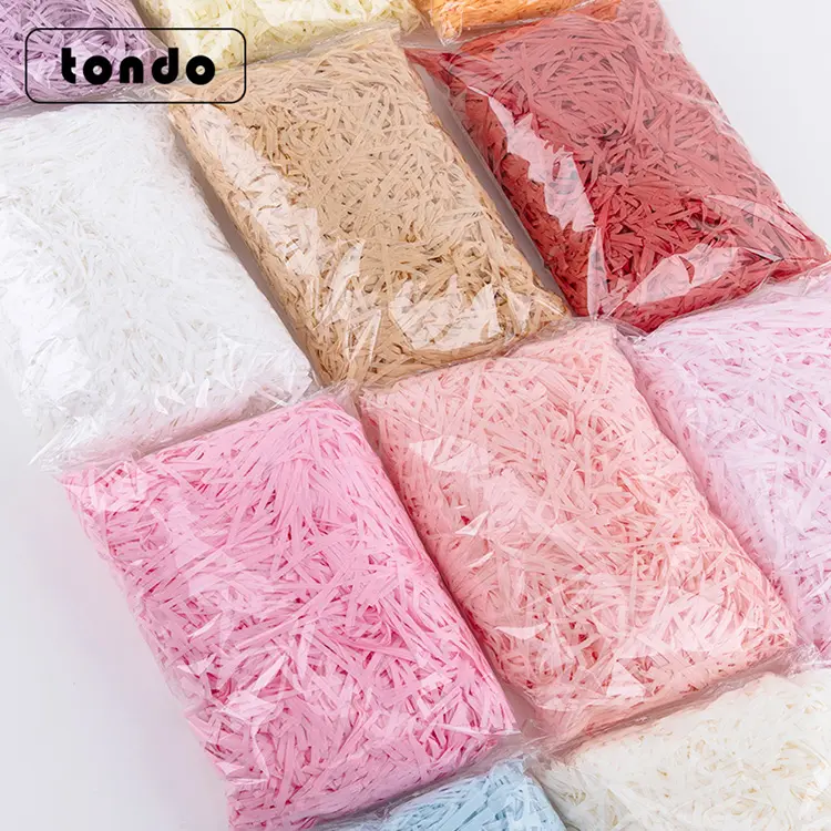 Tondo100g/Bag Wholesale High quality Decorative Raffia shredded box Filling Crinkle Shredded Paper For Gift Box Filler