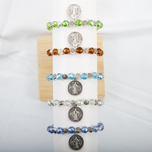 Pulsera de Rosario de <span class=keywords><strong>San</strong></span> <span class=keywords><strong>Benito</strong></span> al por Mayor, Brazalete Religioso Católico con <span class=keywords><strong>Cruz</strong></span> de <span class=keywords><strong>San</strong></span> <span class=keywords><strong>Benito</strong></span> y Colgante Redondo - Product Image 2