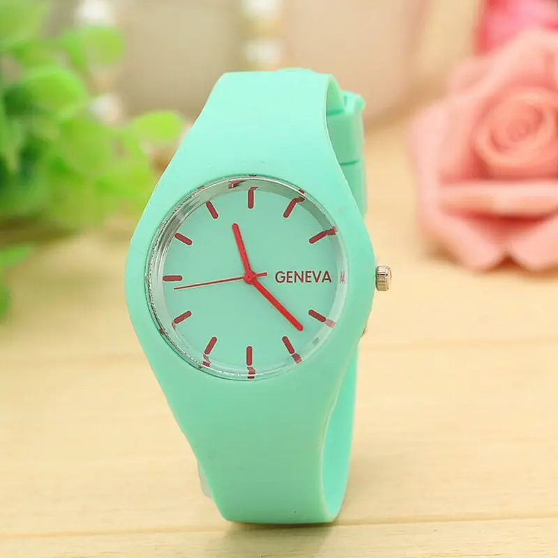 Wholesale amazon hot sell new geneva students cheap wristwatches colorful rubber strap watches with silicone bracelet