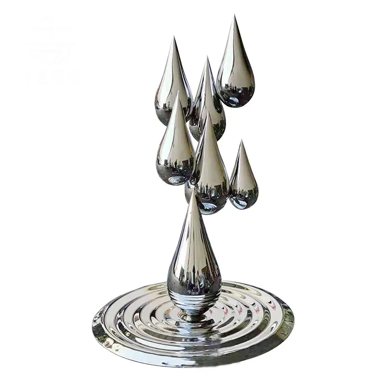 Garden Polished Modern Art Stainless Steel Outdoor Water Drop Abstract Sculpture