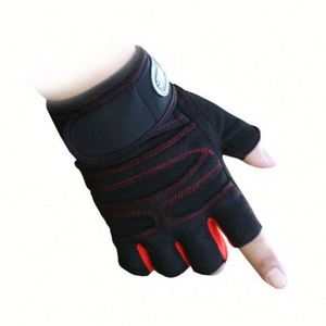 Gants de musculation en cuir pour le commerce international, compatibles écran tactile, design demi-doigts d'été, sangle réglable pour haltères et barres - Product Image 4