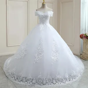 2023 Vintage Lace Empire Wedding Dress Bridesmaid Dress Fluffy Tulle Pregnant Women 0ff Shoulder Train Wedding Dress Ladies