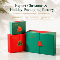 Boîtes cadeaux carrées vides sur le thème de Noël, arbres de Noël, boîtes rigides avec impression UV pour petits emballages décoratifs, réveillon de Noël