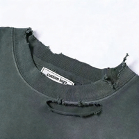 T-shirt personnalisé en coton épais 100% vintage délavé à l'acide, imprimé logo, coupe oversize, effet usé, streetwear, manches courtes pour homme