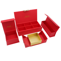 Boîte d'emballage de gâteau de lune rouge de conception personnalisée boîte-cadeau de luxe de gâteau de lune avec logo d'estampage à chaud