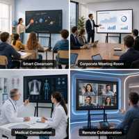Tableau blanc interactif 4K Ultra HD 65 pouces, 40 points tactiles, caméra 48MP, écran intelligent Android/Windows pour réunions d'affaires